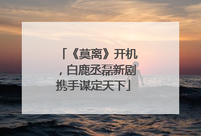 《莫离》开机，白鹿丞磊新剧携手谋定天下