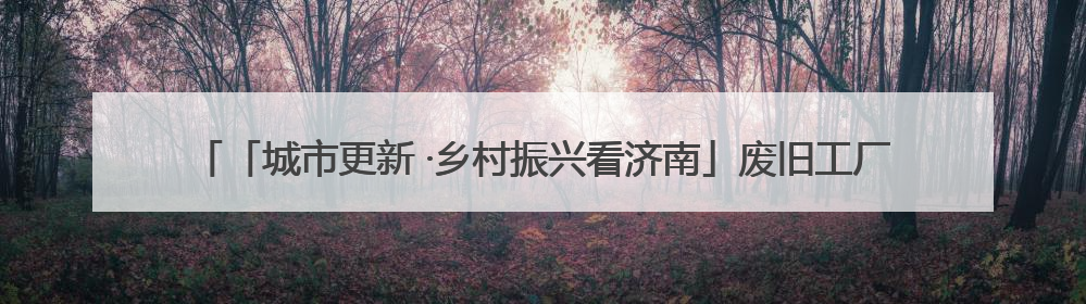 「城市更新 ·乡村振兴看济南」废旧工厂年赚1.5亿 历城上演“城市进化论”