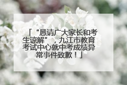 “恳请广大家长和考生谅解”，九江市教育考试中心就中考成绩异常事件致歉！