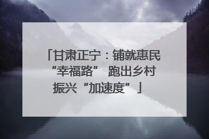 甘肃正宁：铺就惠民“幸福路” 跑出乡村振兴“加速度”
