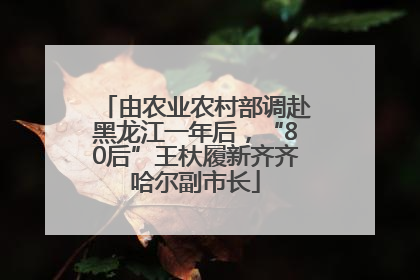 由农业农村部调赴黑龙江一年后，“80后”王杕履新齐齐哈尔副市长