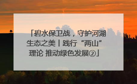 碧水保卫战，守护河湖生态之美丨践行“两山”理论 推动绿色发展②