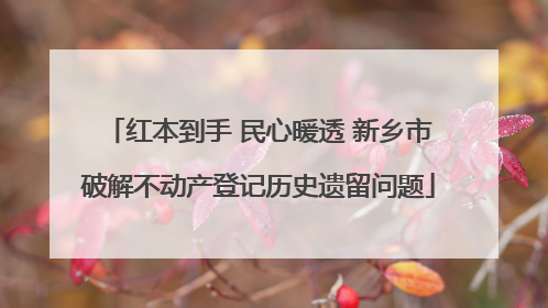 红本到手 民心暖透 新乡市破解不动产登记历史遗留问题