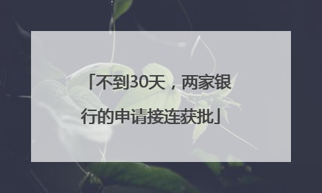 不到30天，两家银行的申请接连获批