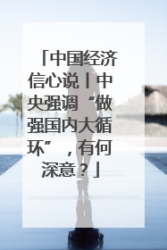 中国经济信心说丨中央强调“做强国内大循环”，有何深意？