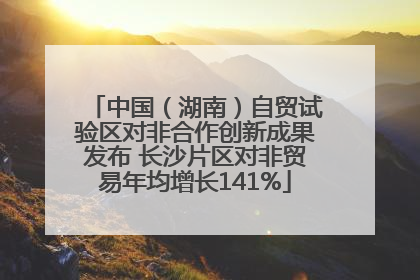 中国（湖南）自贸试验区对非合作创新成果发布 长沙片区对非贸易年均增长141%