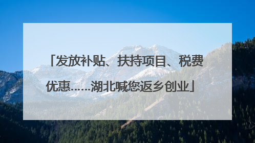 发放补贴、扶持项目、税费优惠……湖北喊您返乡创业