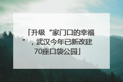 升级“家门口的幸福”，武汉今年已新改建70座口袋公园