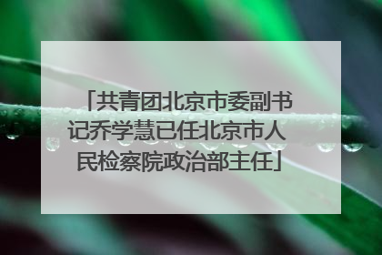 共青团北京市委副书记乔学慧已任北京市人民检察院政治部主任