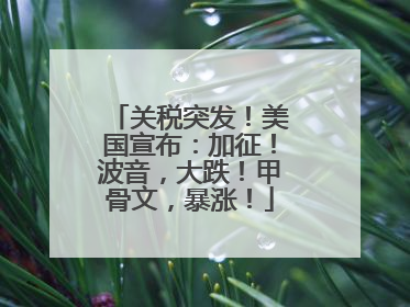 关税突发！美国宣布：加征！波音，大跌！甲骨文，暴涨！