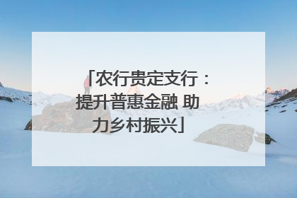 农行贵定支行：提升普惠金融 助力乡村振兴