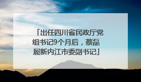 出任四川省民政厅党组书记9个月后，蔡磊履新内江市委副书记