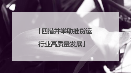 四措并举助推货运行业高质量发展