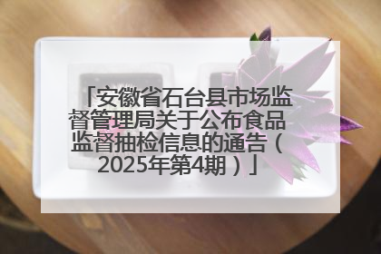 安徽省石台县市场监督管理局关于公布食品监督抽检信息的通告（2025年第4期）
