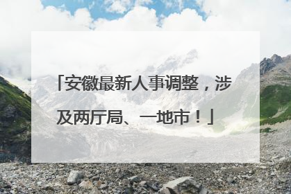 安徽最新人事调整，涉及两厅局、一地市！