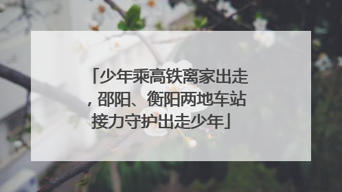 少年乘高铁离家出走，邵阳、衡阳两地车站接力守护出走少年