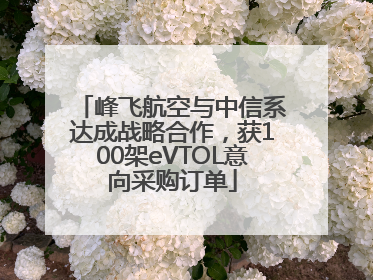 峰飞航空与中信系达成战略合作，获100架eVTOL意向采购订单