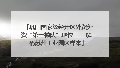 巩固国家级经开区外贸外资“第一梯队”地位——解码苏州工业园区样本