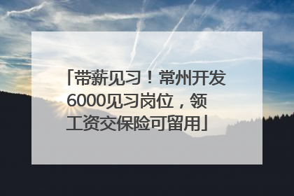 带薪见习！常州开发6000见习岗位，领工资交保险可留用