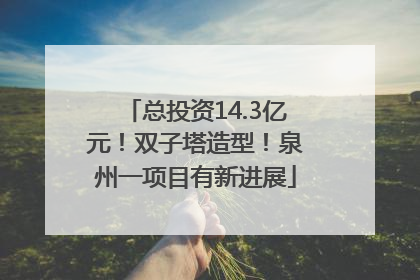 总投资14.3亿元！双子塔造型！泉州一项目有新进展