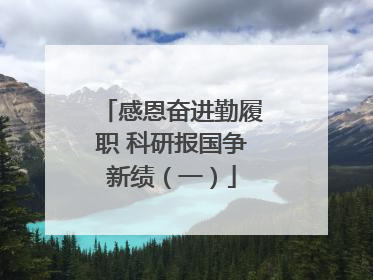 感恩奋进勤履职 科研报国争新绩（一）