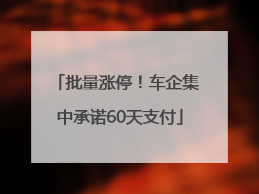 批量涨停！车企集中承诺60天支付