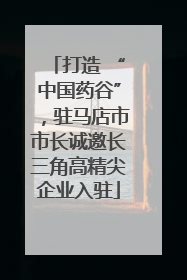 打造 “中国药谷”，驻马店市市长诚邀长三角高精尖企业入驻