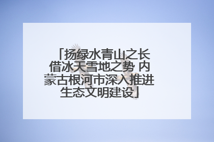 扬绿水青山之长 借冰天雪地之势 内蒙古根河市深入推进生态文明建设