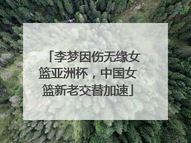 李梦因伤无缘女篮亚洲杯，中国女篮新老交替加速