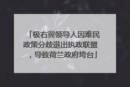 极右翼领导人因难民政策分歧退出执政联盟，导致荷兰政府垮台