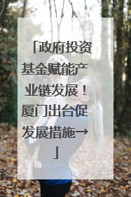 政府投资基金赋能产业链发展！厦门出台促发展措施→