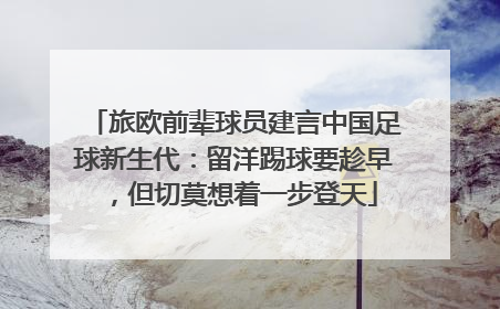 旅欧前辈球员建言中国足球新生代：留洋踢球要趁早，但切莫想着一步登天