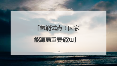 氢能试点！国家能源局重要通知