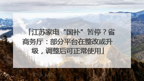 江苏家电“国补”暂停？省商务厅：部分平台在整改或升级，调整后可正常使用