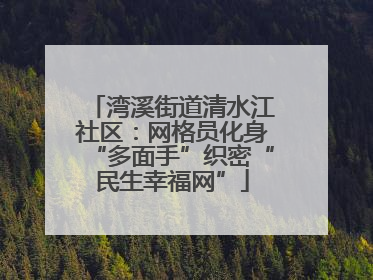 湾溪街道清水江社区：网格员化身“多面手”织密“民生幸福网”