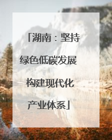 湖南：坚持绿色低碳发展 构建现代化产业体系
