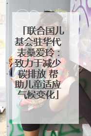 联合国儿基会驻华代表桑爱玲：致力于减少碳排放 帮助儿童适应气候变化