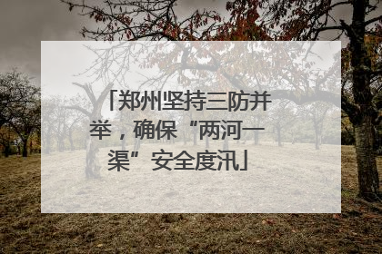 郑州坚持三防并举，确保“两河一渠”安全度汛