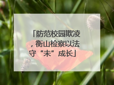 防范校园欺凌，衡山检察以法守“未”成长