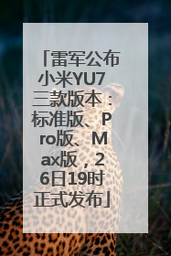雷军公布小米YU7三款版本：标准版、Pro版、Max版，26日19时正式发布