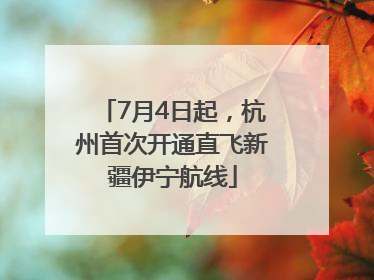 7月4日起，杭州首次开通直飞新疆伊宁航线