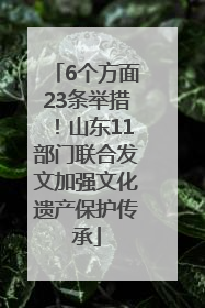 6个方面23条举措！山东11部门联合发文加强文化遗产保护传承
